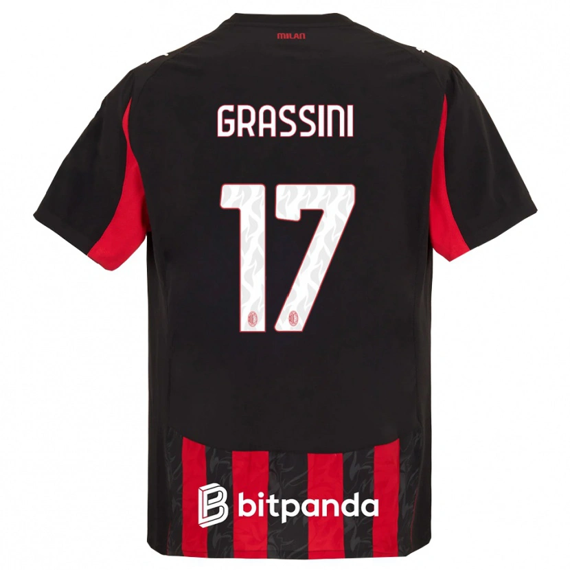 Danxen Bambino Maglia Riccardo Grassini #17 Rosso Nero Kit Gara Home 2025/26 Maglietta