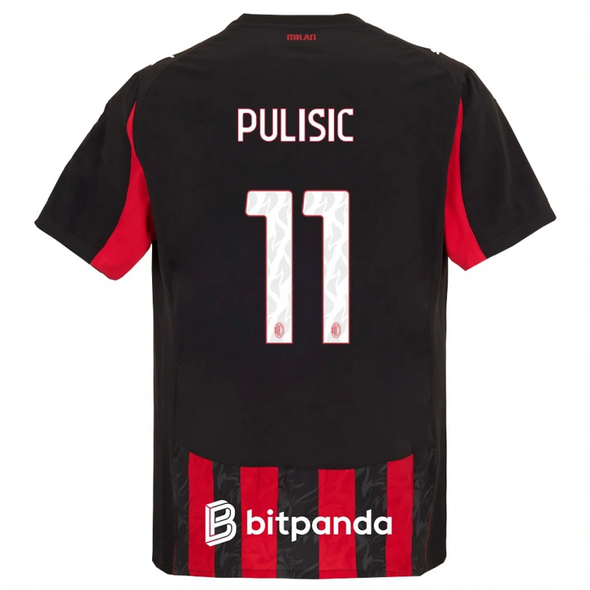Danxen Bambino Maglia Christian Pulisic #11 Rosso Nero Kit Gara Home 2025/26 Maglietta