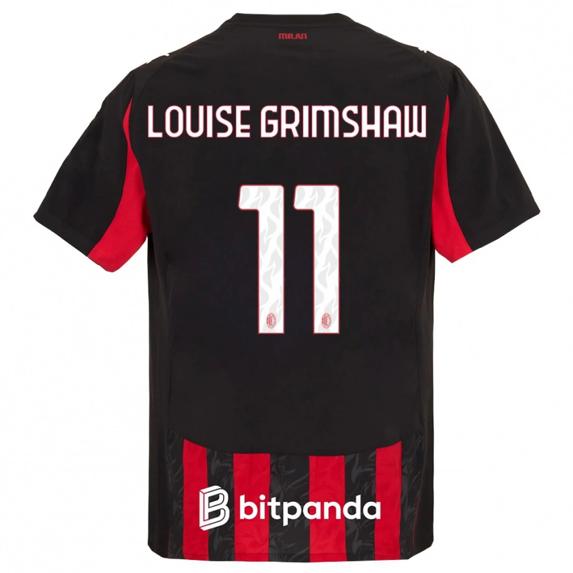 Danxen Bambino Maglia Christy Louise Grimshaw #11 Rosso Nero Kit Gara Home 2025/26 Maglietta