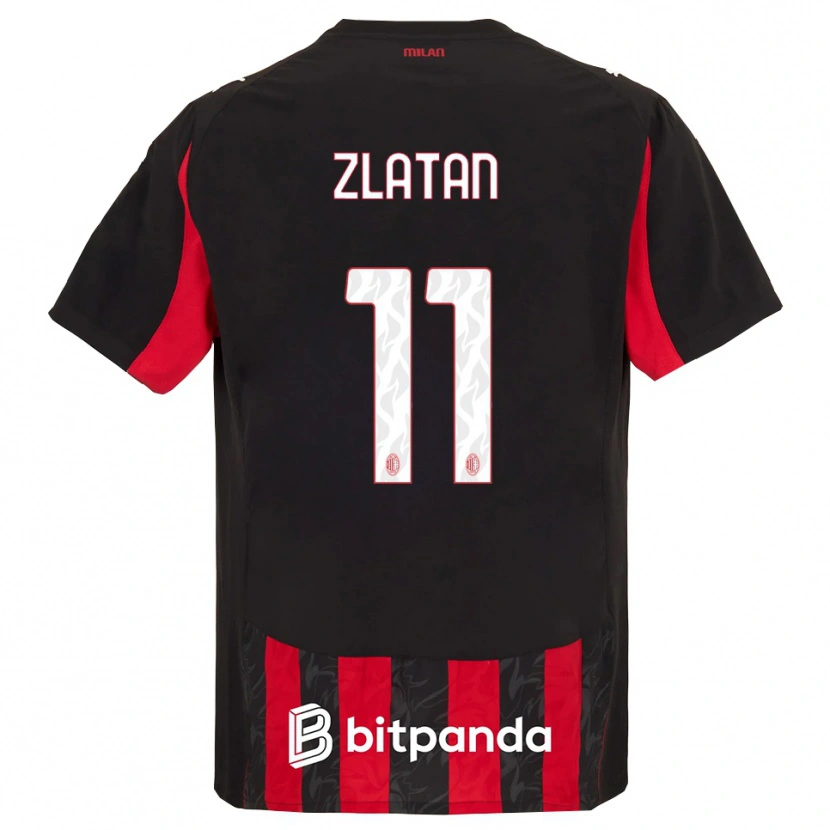 Danxen Bambino Maglia Zlatan Ibrahimovic #11 Rosso Nero Kit Gara Home 2025/26 Maglietta