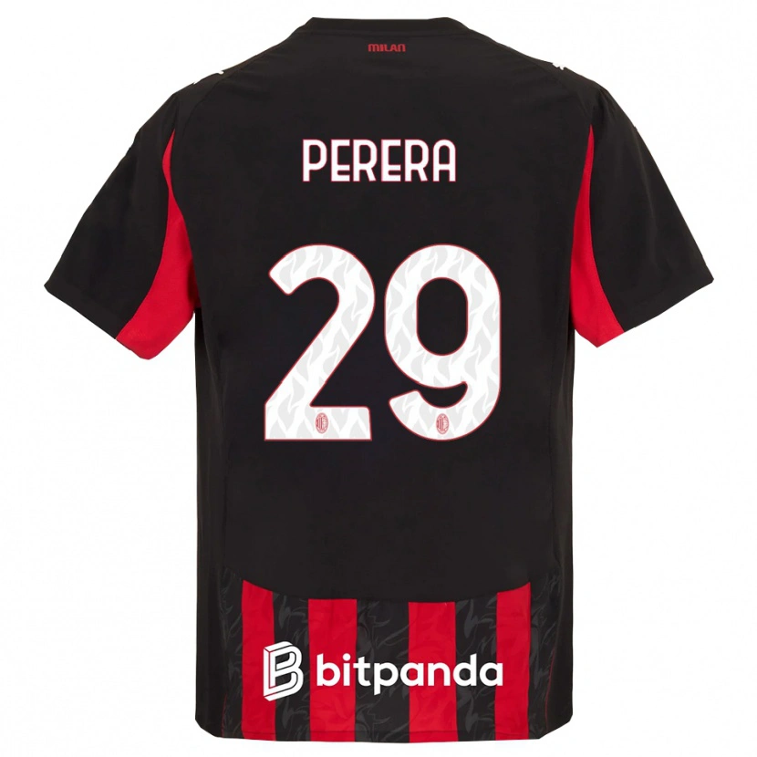 Danxen Bambino Maglia Nirash Perera #29 Rosso Nero Kit Gara Home 2025/26 Maglietta