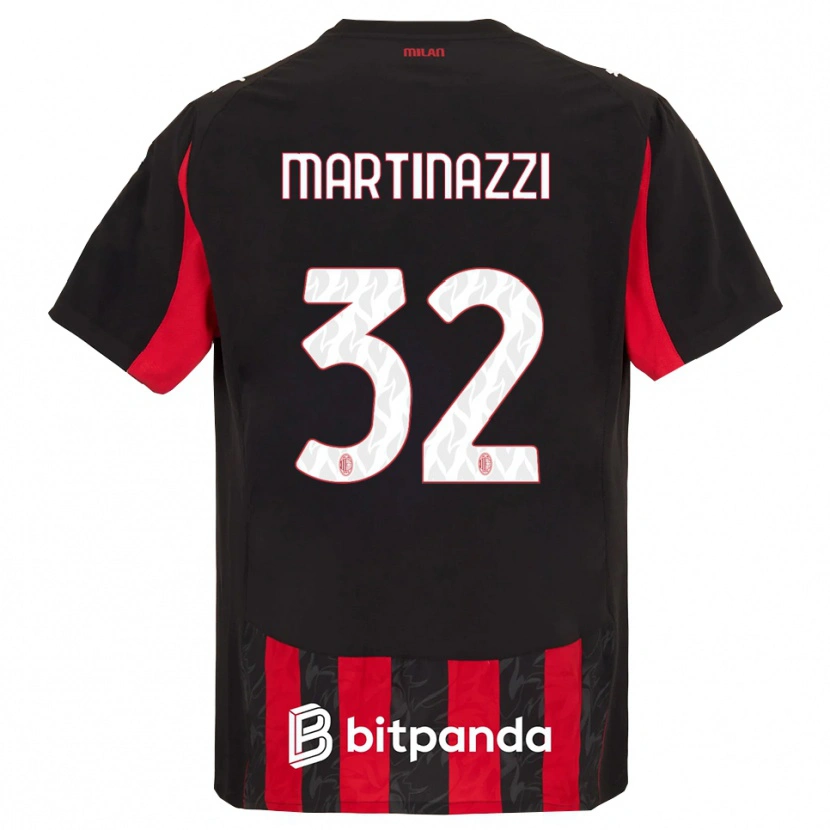 Danxen Bambino Maglia Luca Martinazzi #32 Rosso Nero Kit Gara Home 2025/26 Maglietta