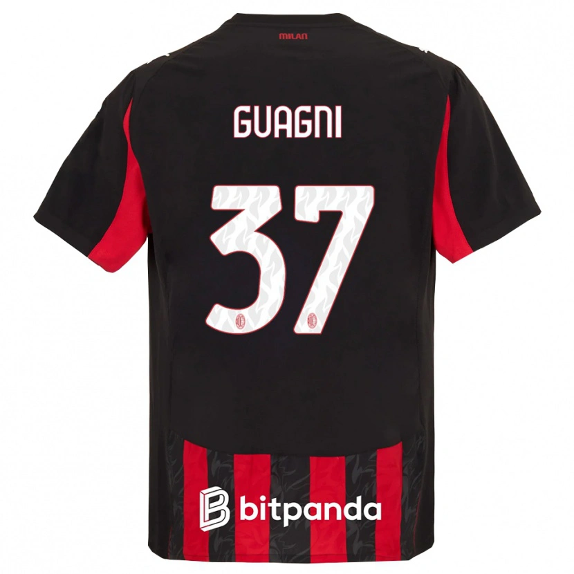 Danxen Bambino Maglia Alia Guagni #37 Rosso Nero Kit Gara Home 2025/26 Maglietta