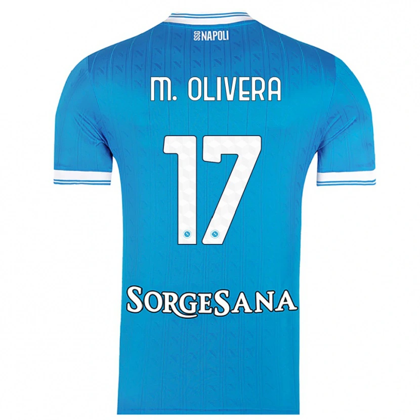 Danxen Bambino Maglia Mathías Olivera #17 Azzurro Bianco Kit Gara Home 2025/26 Maglietta