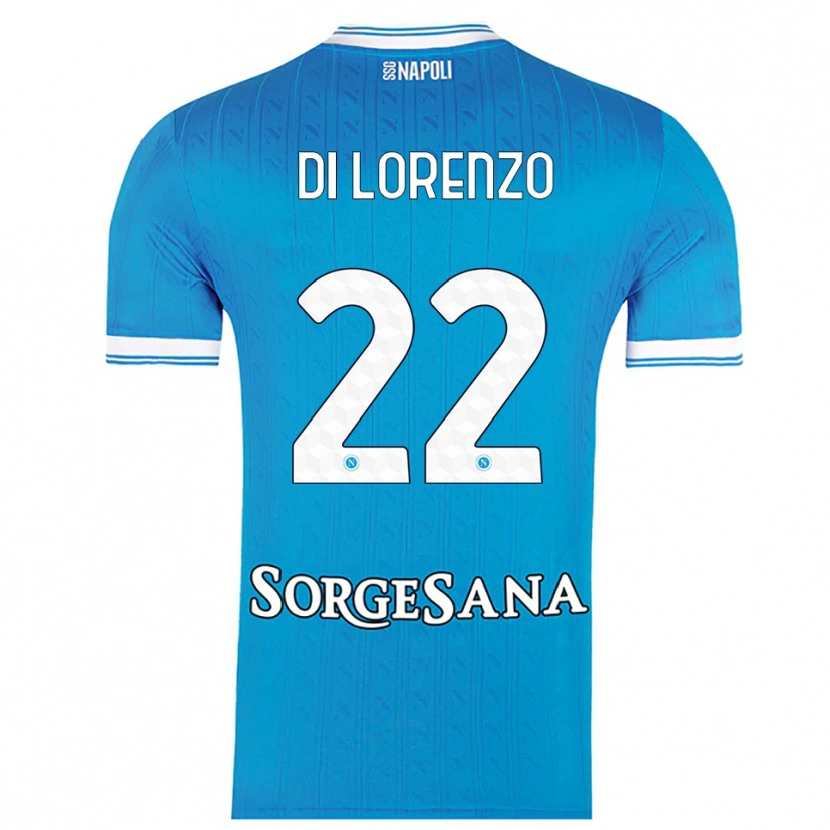Danxen Bambino Maglia Giovanni Di Lorenzo #22 Azzurro Bianco Kit Gara Home 2025/26 Maglietta