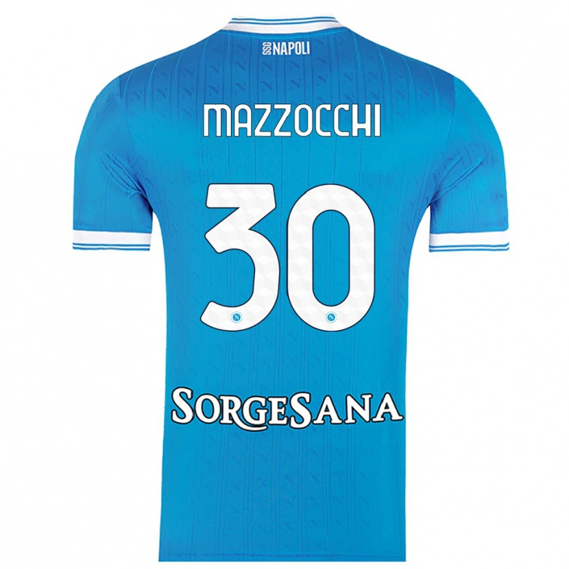 Danxen Bambino Maglia Pasquale Mazzocchi #30 Azzurro Bianco Kit Gara Home 2025/26 Maglietta