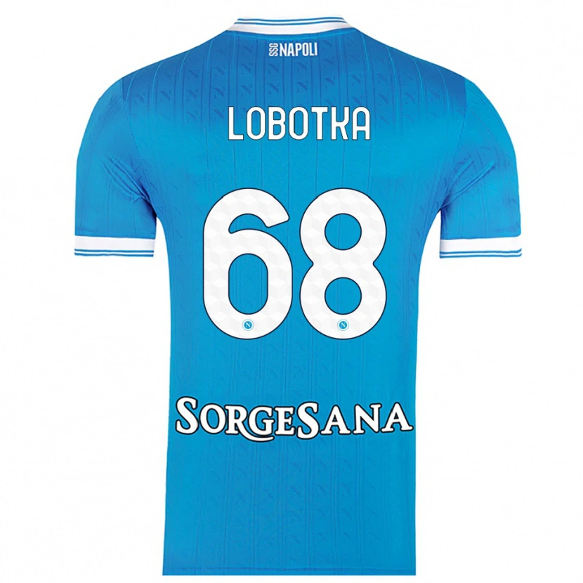 Danxen Bambino Maglia Stanislav Lobotka #68 Azzurro Bianco Kit Gara Home 2025/26 Maglietta