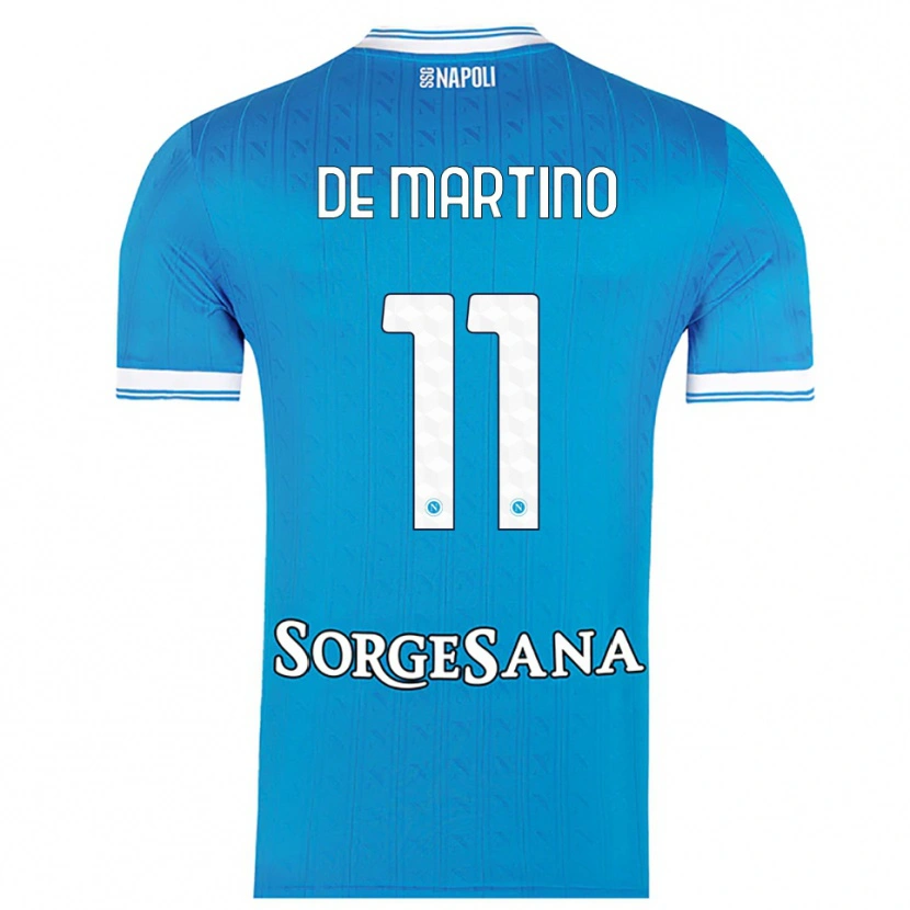 Danxen Bambino Maglia Giuseppe De Martino #11 Azzurro Bianco Kit Gara Home 2025/26 Maglietta