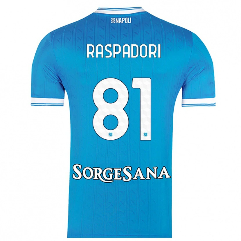 Danxen Bambino Maglia Giacomo Raspadori #81 Azzurro Bianco Kit Gara Home 2025/26 Maglietta