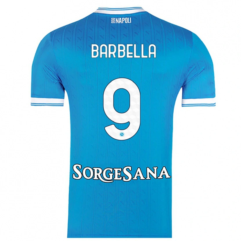 Danxen Bambino Maglia Michele Barbella #9 Azzurro Bianco Kit Gara Home 2025/26 Maglietta