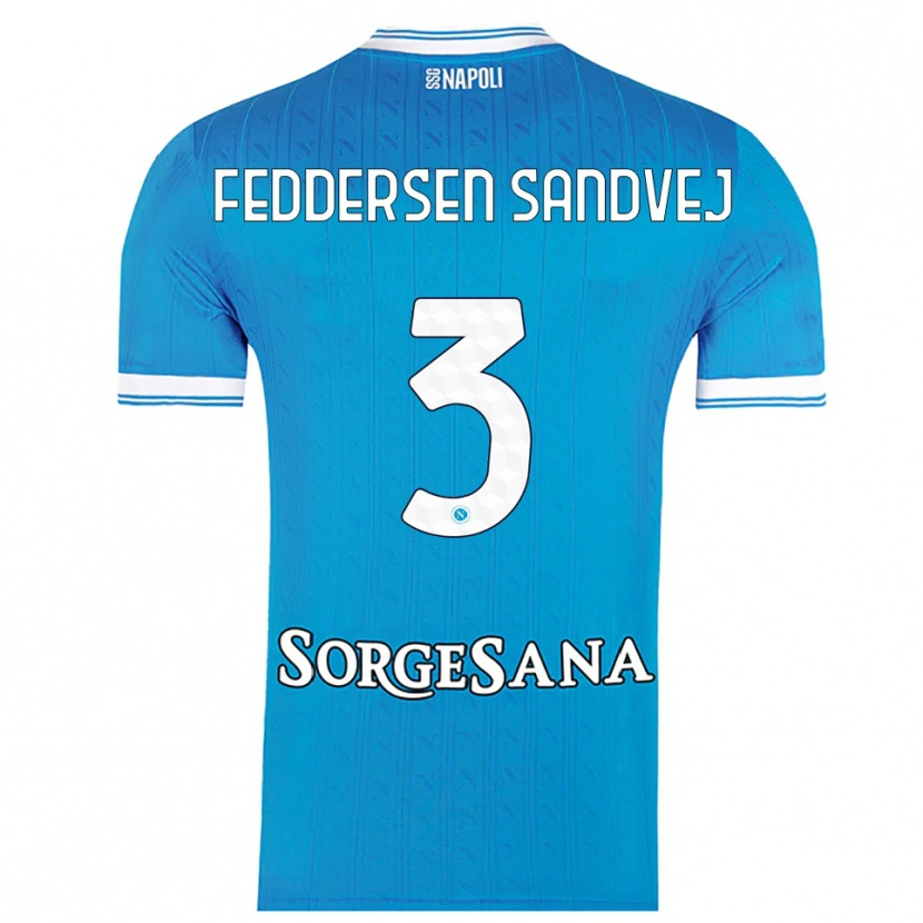 Danxen Bambino Maglia Cecilie Feddersen Sandvej #3 Azzurro Bianco Kit Gara Home 2025/26 Maglietta