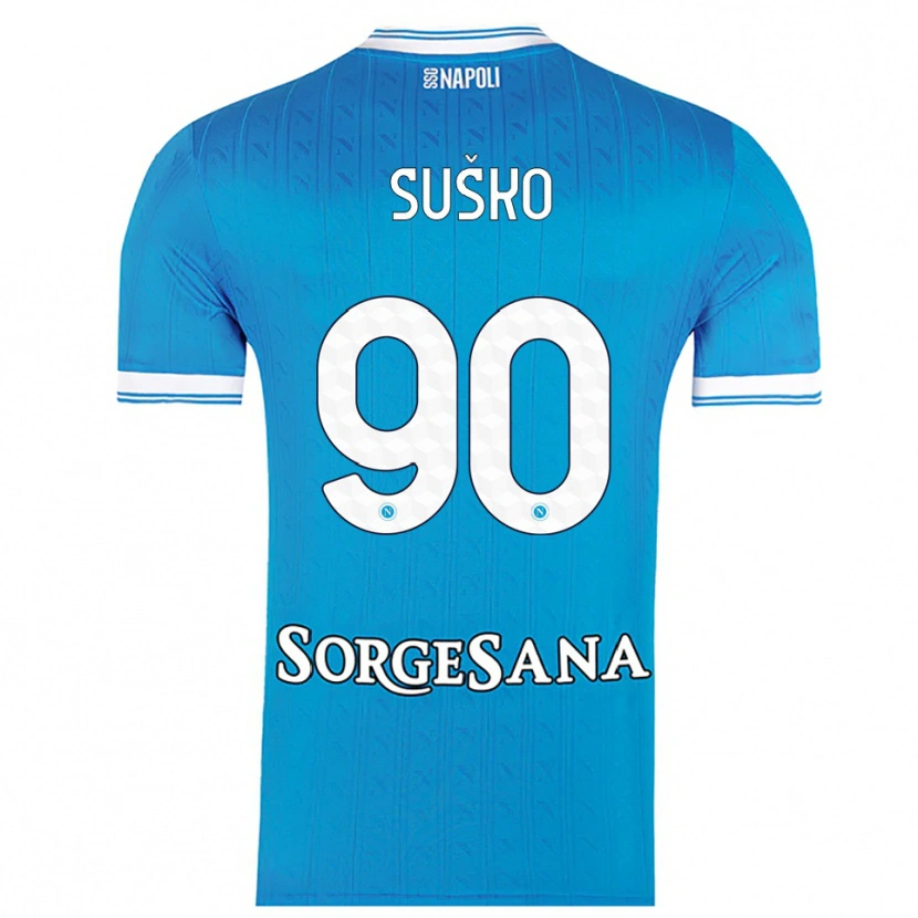 Danxen Bambino Maglia Daniel Suško #90 Azzurro Bianco Kit Gara Home 2025/26 Maglietta