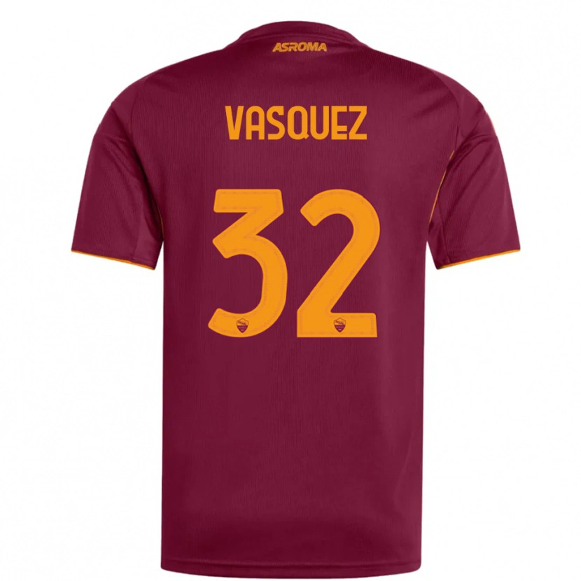 Danxen Bambino Maglia Devis Vásquez #32 Bordeaux Arancione Kit Gara Home 2025/26 Maglietta