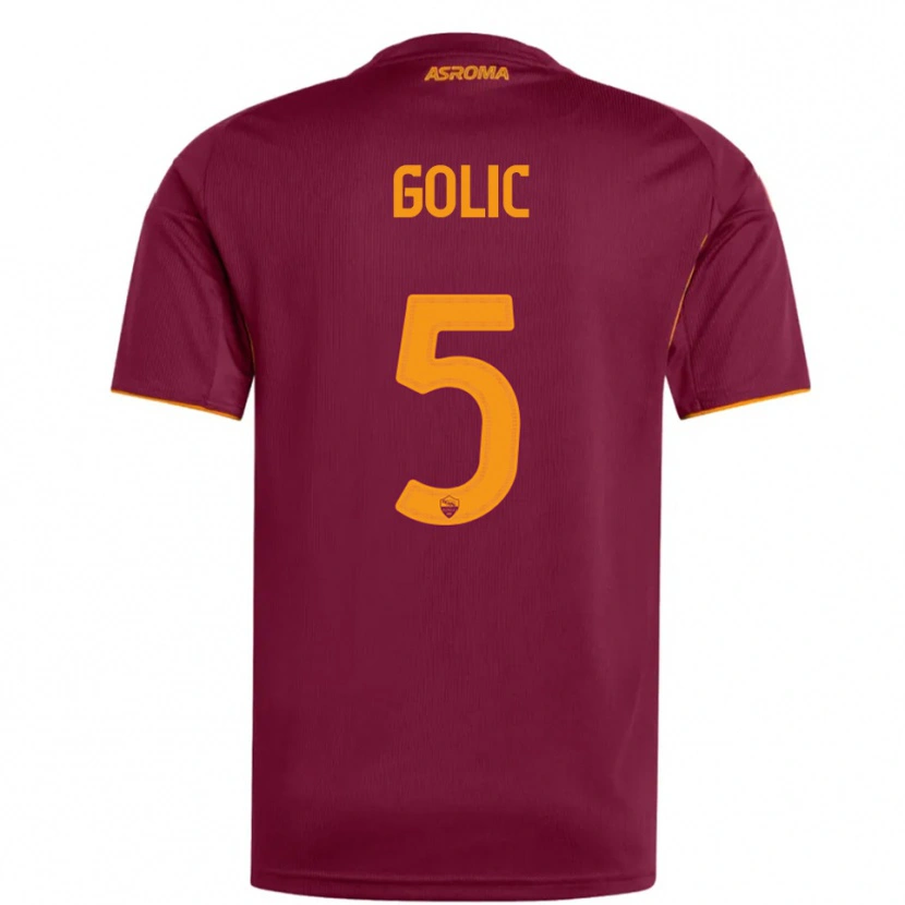 Danxen Bambino Maglia Lovro Golic #5 Bordeaux Arancione Kit Gara Home 2025/26 Maglietta