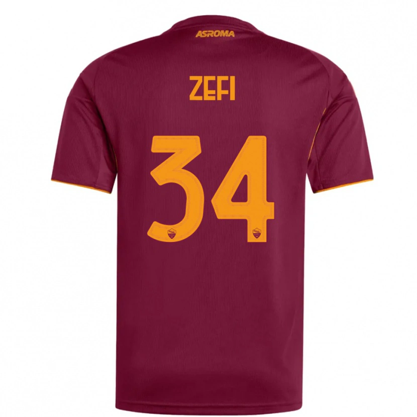 Danxen Bambino Maglia Kevin Zefi #34 Bordeaux Arancione Kit Gara Home 2025/26 Maglietta