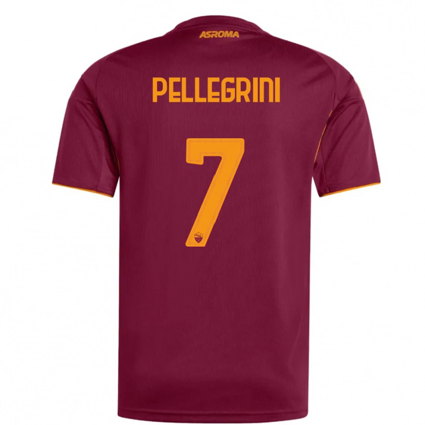 Danxen Bambino Maglia Lorenzo Pellegrini #7 Bordeaux Arancione Kit Gara Home 2025/26 Maglietta