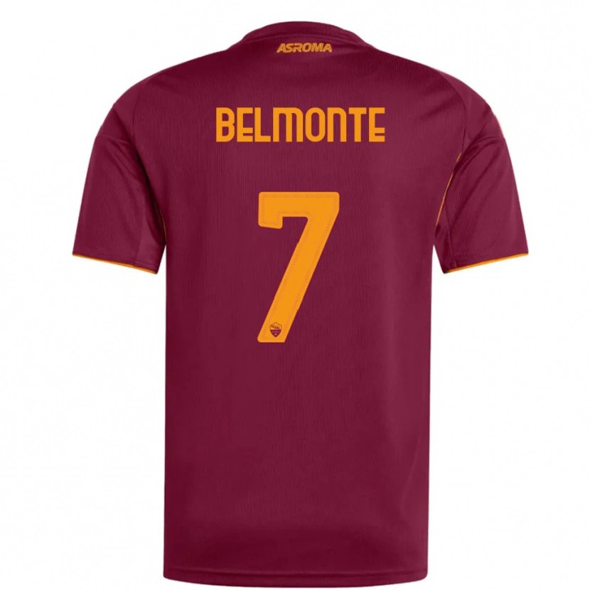 Danxen Bambino Maglia Samuele Belmonte #7 Bordeaux Arancione Kit Gara Home 2025/26 Maglietta