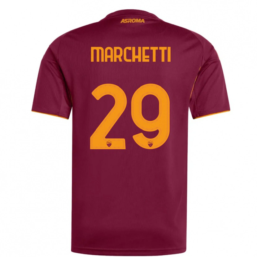 Danxen Bambino Maglia Tommaso Marchetti #29 Bordeaux Arancione Kit Gara Home 2025/26 Maglietta