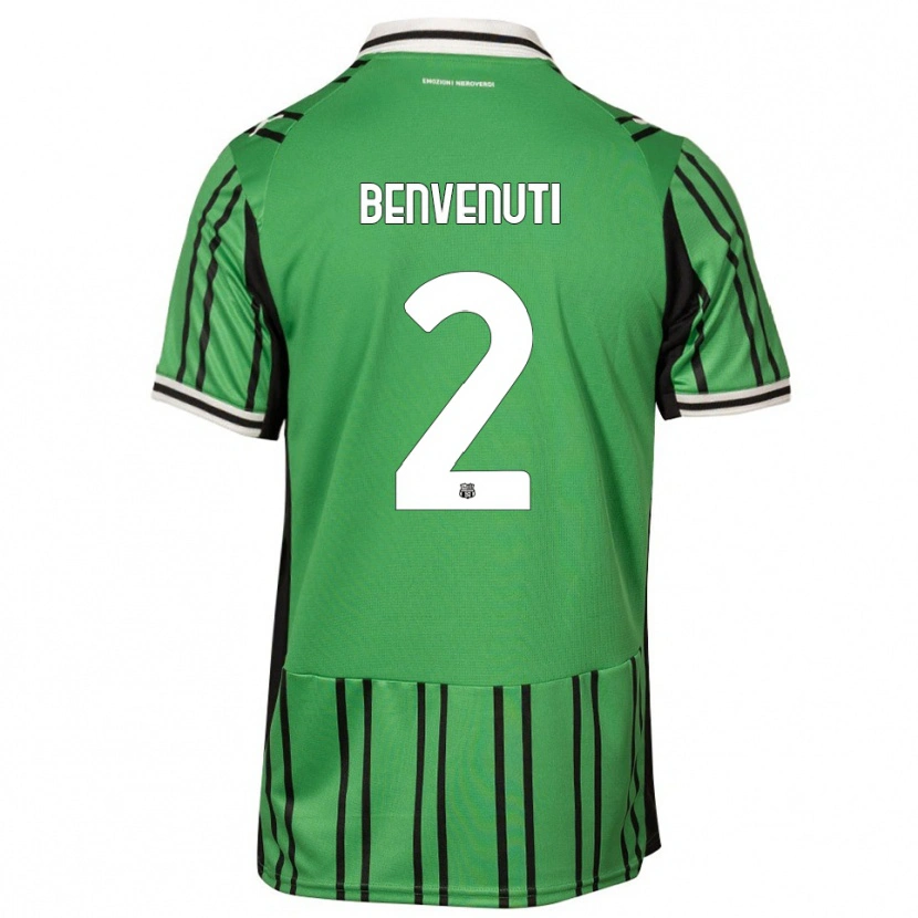 Danxen Bambino Maglia Giacomo Benvenuti #2 Verde Nero Kit Gara Home 2025/26 Maglietta