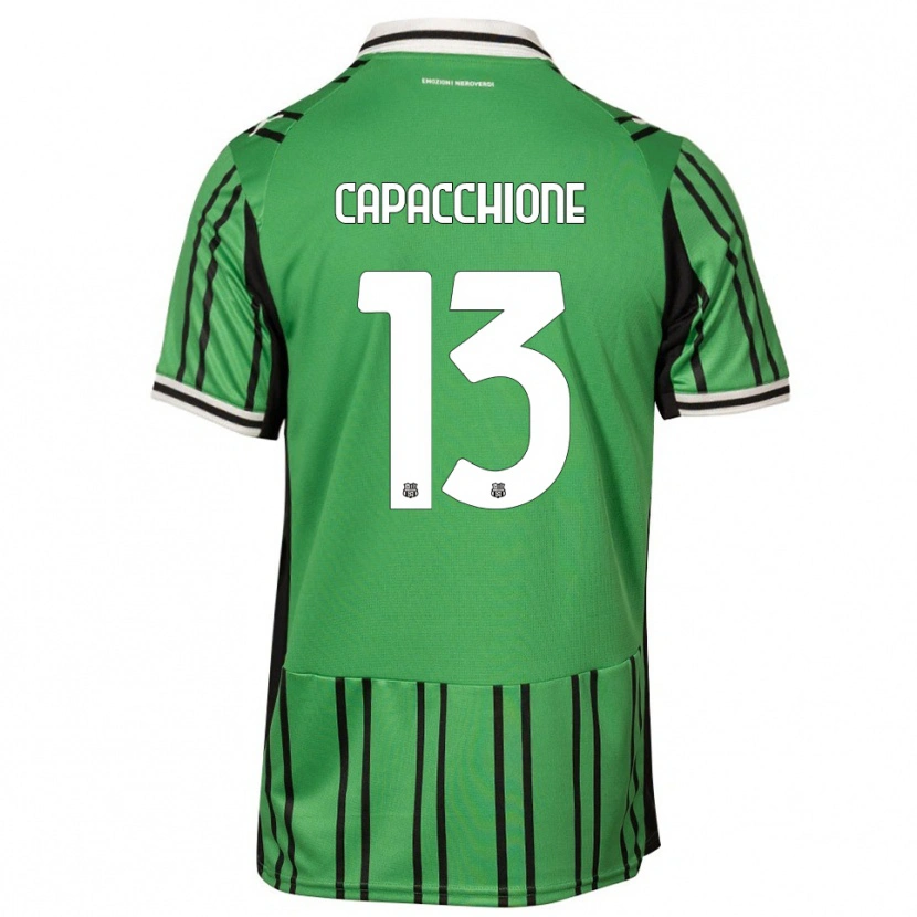 Danxen Bambino Maglia Cristian Capacchione #13 Verde Nero Kit Gara Home 2025/26 Maglietta