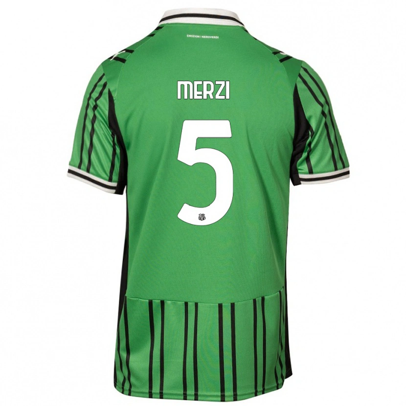 Danxen Bambino Maglia Matteo Merzi #5 Verde Nero Kit Gara Home 2025/26 Maglietta
