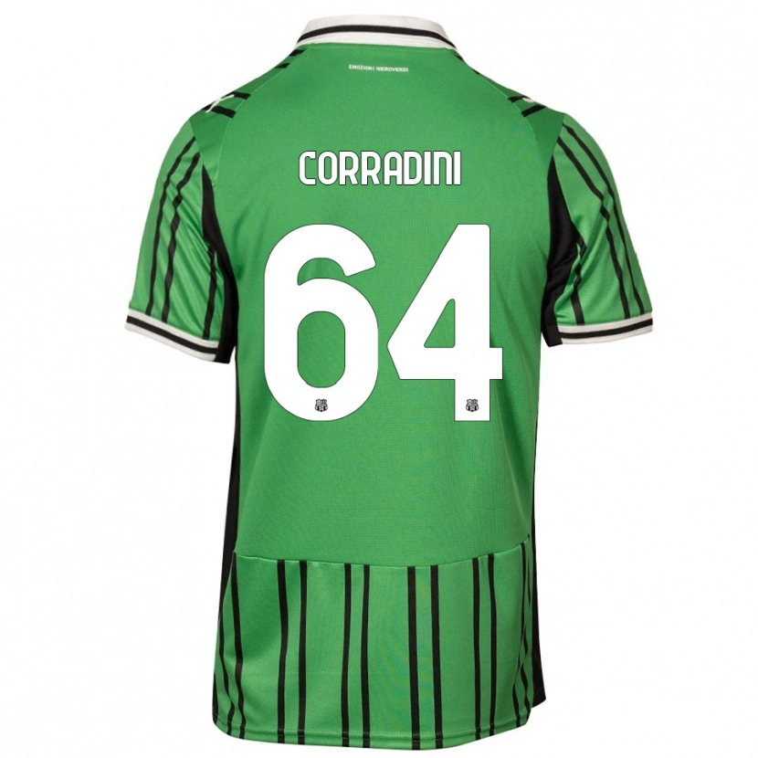 Danxen Bambino Maglia Francesco Corradini #64 Verde Nero Kit Gara Home 2025/26 Maglietta