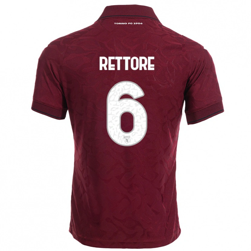 Danxen Bambino Maglia Mirko Rettore #6 Bordeaux Bianco Kit Gara Home 2025/26 Maglietta