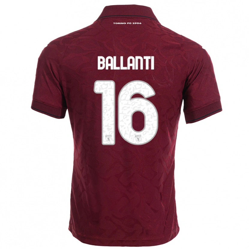 Danxen Bambino Maglia Andrea Ballanti #16 Bordeaux Bianco Kit Gara Home 2025/26 Maglietta