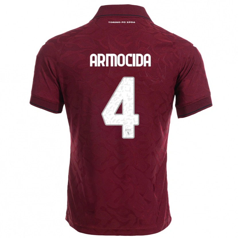 Danxen Bambino Maglia Simone Armocida #4 Bordeaux Bianco Kit Gara Home 2025/26 Maglietta