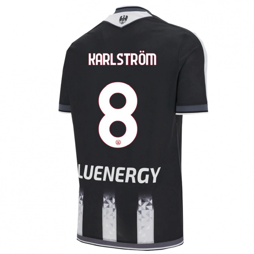 Danxen Bambino Maglia Jesper Karlström #8 Nero Bianco Kit Gara Home 2025/26 Maglietta