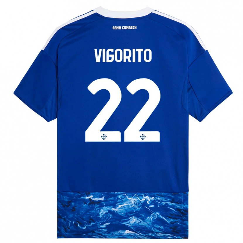 Danxen Bambino Maglia Mauro Vigorito #22 Blu Bianco Kit Gara Home 2025/26 Maglietta