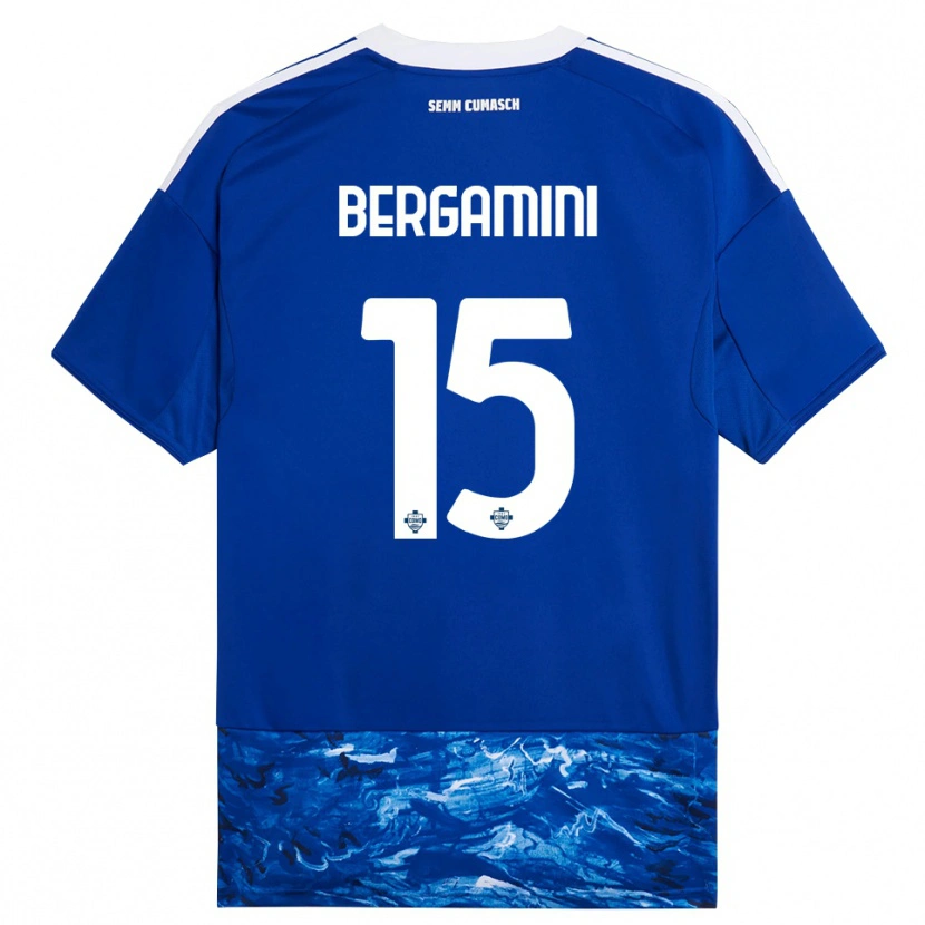 Danxen Bambino Maglia Mattia Bergamini #15 Blu Bianco Kit Gara Home 2025/26 Maglietta