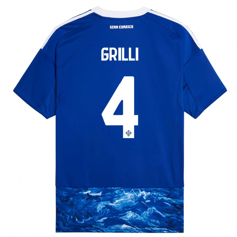 Danxen Bambino Maglia Federico Grilli #4 Blu Bianco Kit Gara Home 2025/26 Maglietta