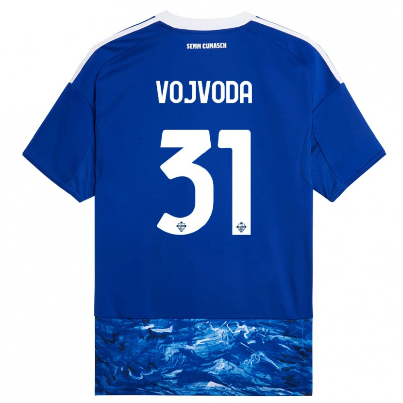 Danxen Bambino Maglia Mërgim Vojvoda #31 Blu Bianco Kit Gara Home 2025/26 Maglietta