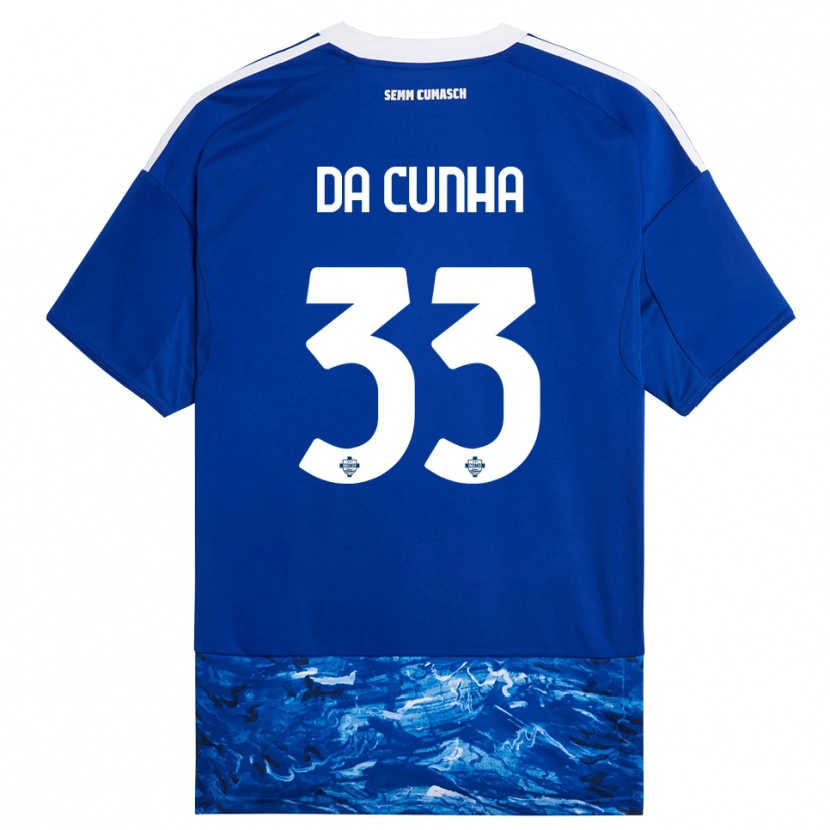 Danxen Bambino Maglia Lucas Da Cunha #33 Blu Bianco Kit Gara Home 2025/26 Maglietta