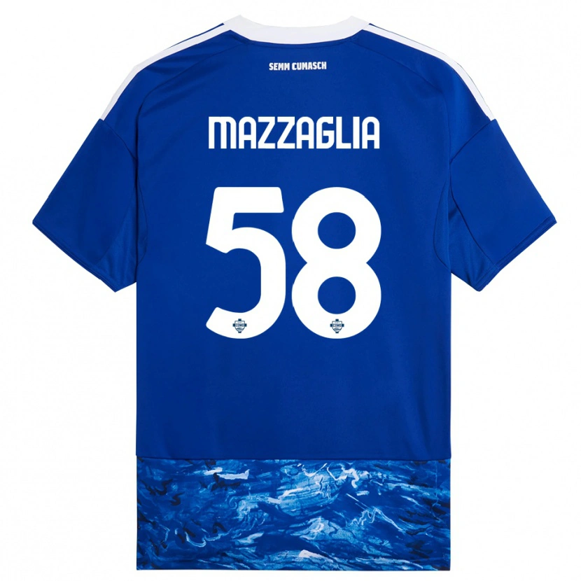 Danxen Bambino Maglia Giuseppe Mazzaglia #58 Blu Bianco Kit Gara Home 2025/26 Maglietta