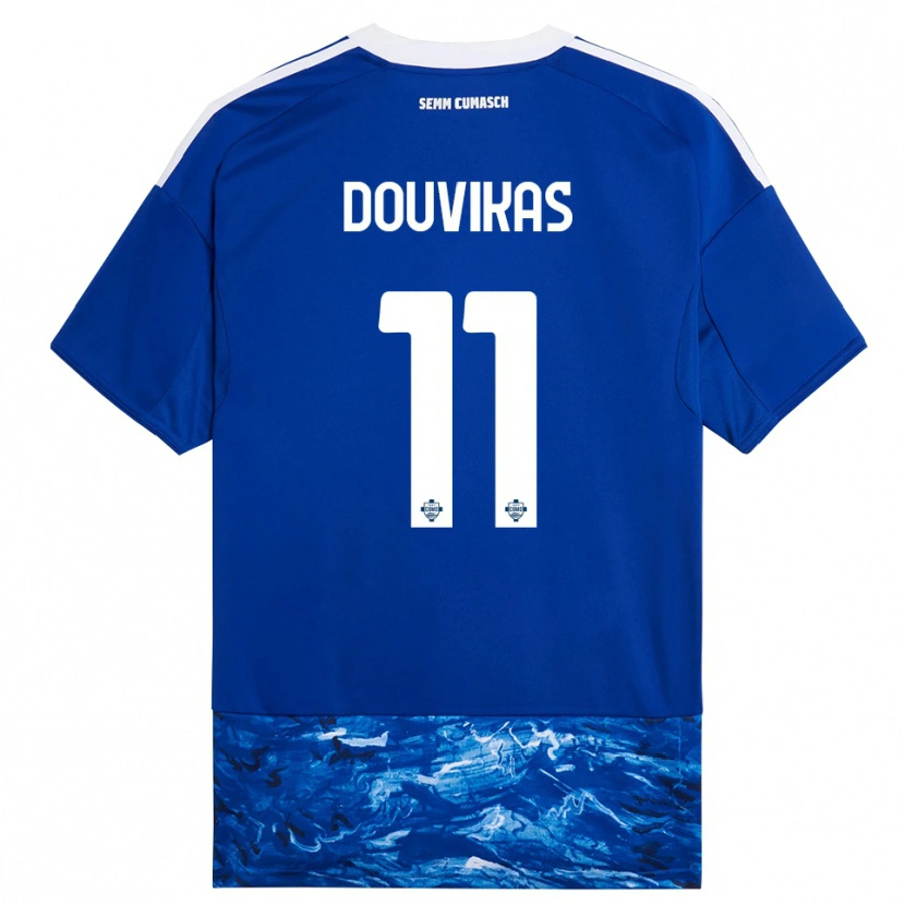 Danxen Bambino Maglia Anastasios Douvikas #11 Blu Bianco Kit Gara Home 2025/26 Maglietta