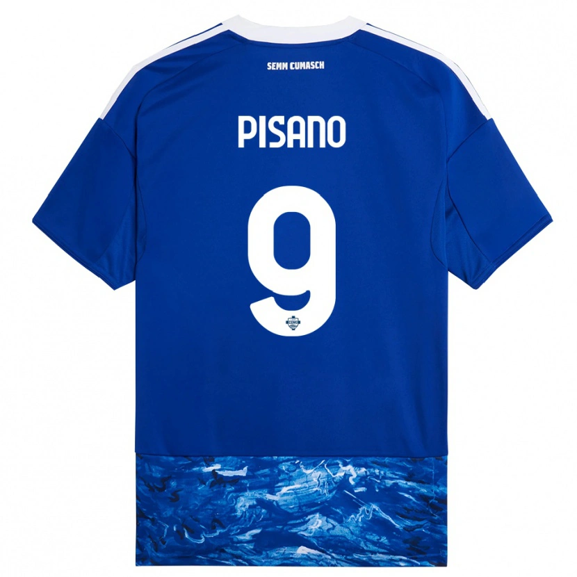 Danxen Bambino Maglia Manuel Pisano #9 Blu Bianco Kit Gara Home 2025/26 Maglietta