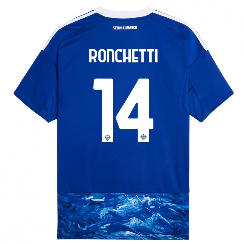 Danxen Bambino Maglia Fabio Ronchetti #14 Blu Bianco Kit Gara Home 2025/26 Maglietta