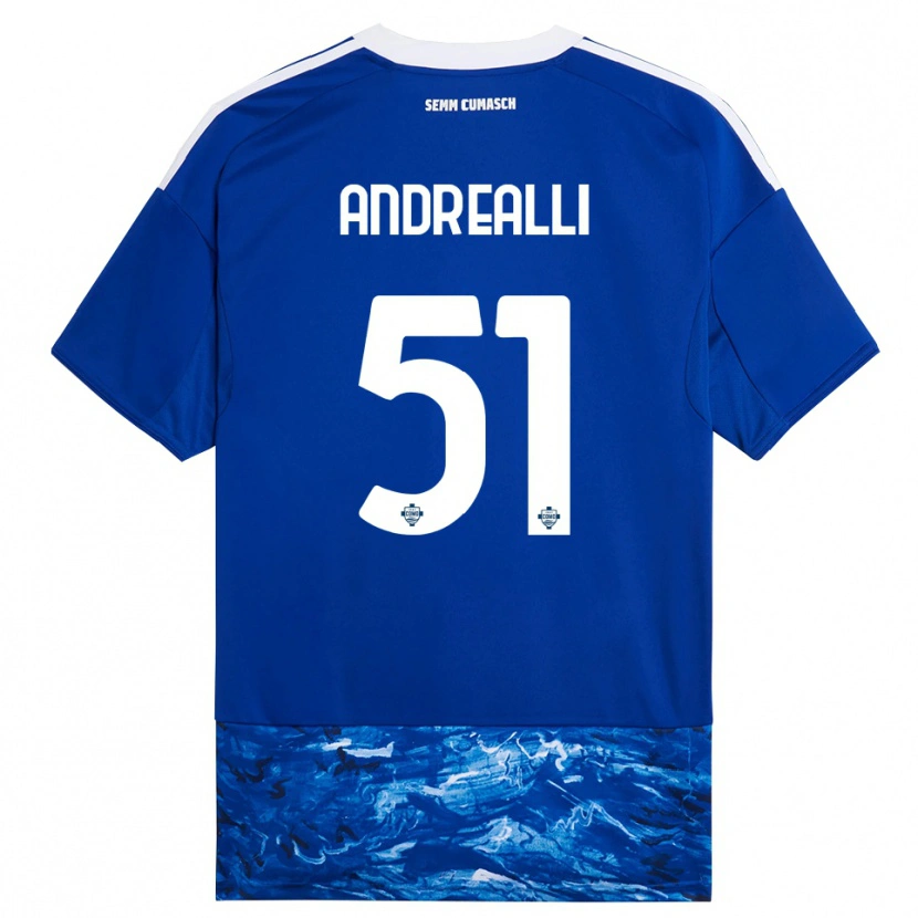 Danxen Bambino Maglia Francesco Andrealli #51 Blu Bianco Kit Gara Home 2025/26 Maglietta