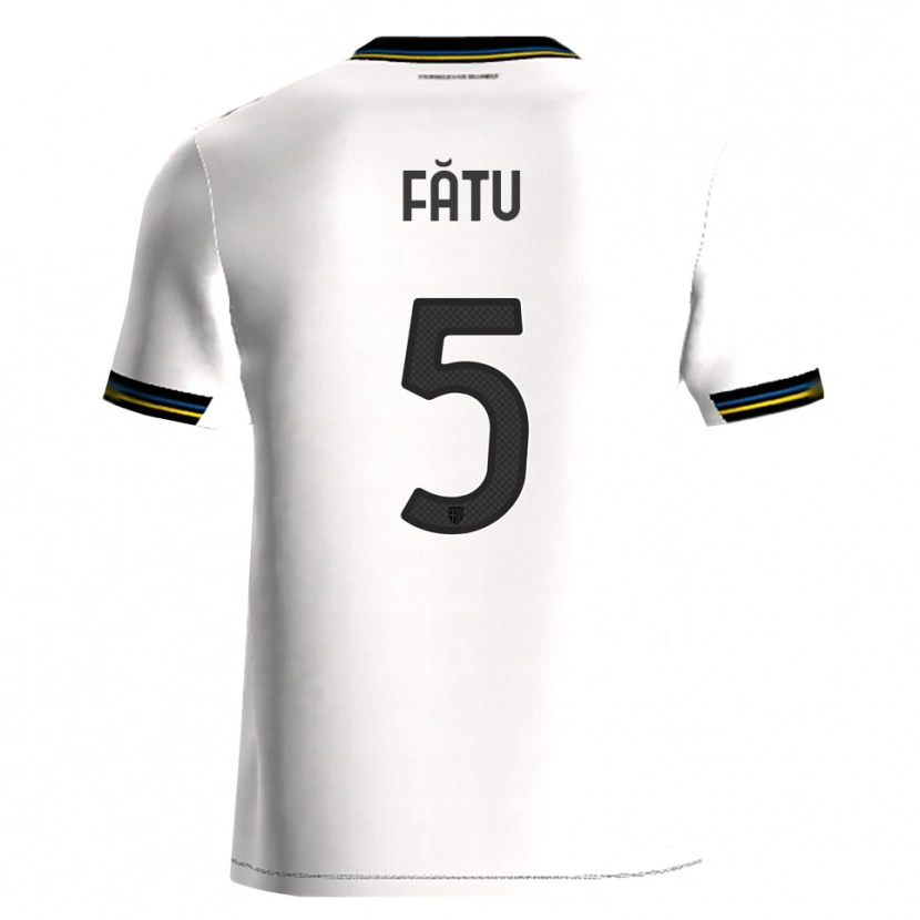 Danxen Bambino Maglia Rareș Fătu #5 Bianco Nero Kit Gara Home 2025/26 Maglietta