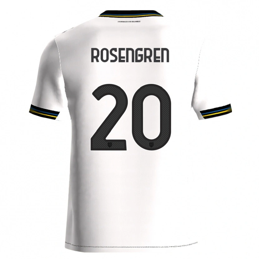 Danxen Bambino Maglia Lukas Rosengren #20 Bianco Nero Kit Gara Home 2025/26 Maglietta