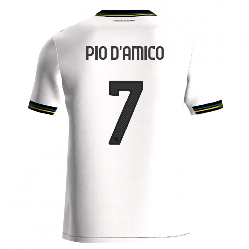 Danxen Bambino Maglia Dario Pio D'amico #7 Bianco Nero Kit Gara Home 2025/26 Maglietta