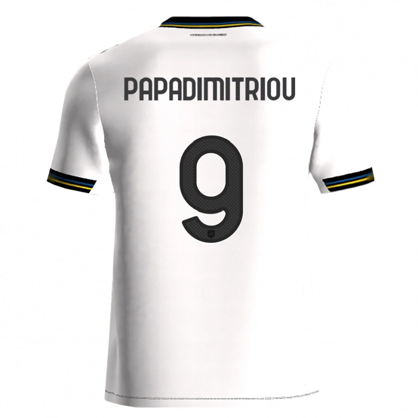 Danxen Bambino Maglia Eirinaios Papadimitriou #9 Bianco Nero Kit Gara Home 2025/26 Maglietta