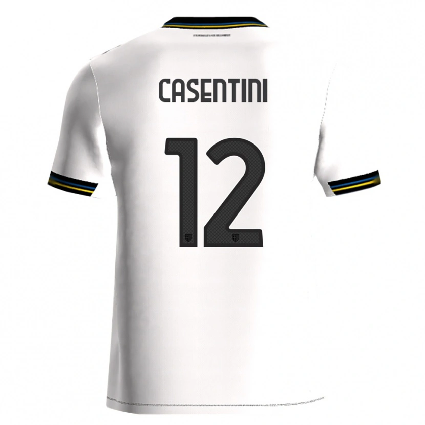 Danxen Bambino Maglia Gabriele Casentini #12 Bianco Nero Kit Gara Home 2025/26 Maglietta