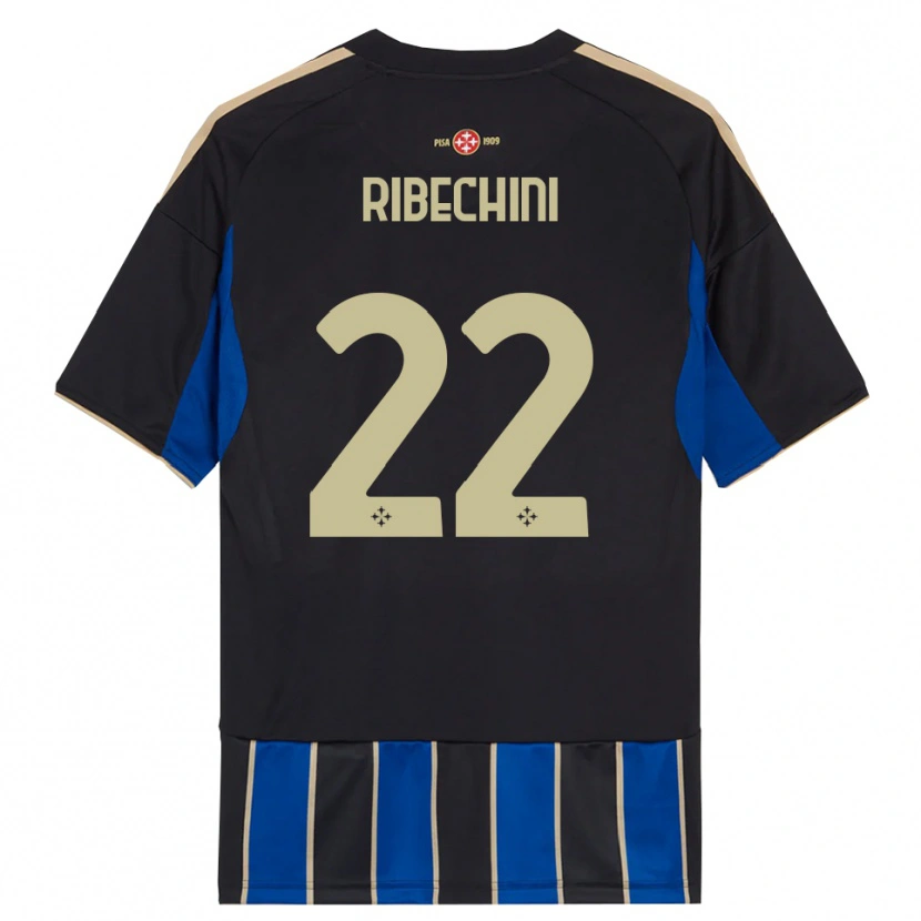 Danxen Bambino Maglia Michele Ribechini #22 Nero Blu Kit Gara Home 2025/26 Maglietta