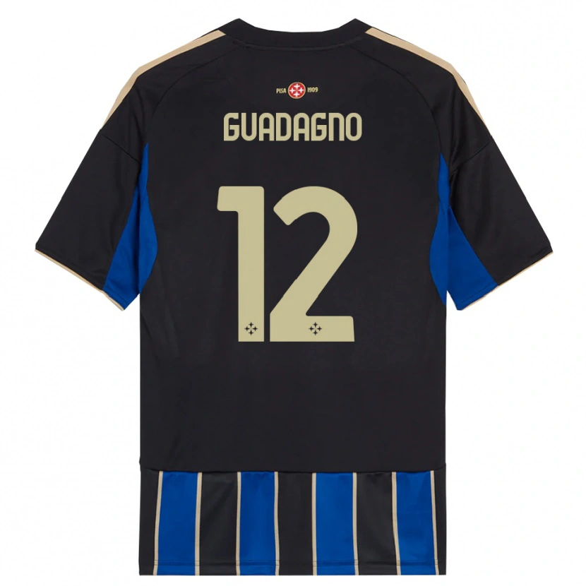 Danxen Bambino Maglia Johan Guadagno #12 Nero Blu Kit Gara Home 2025/26 Maglietta