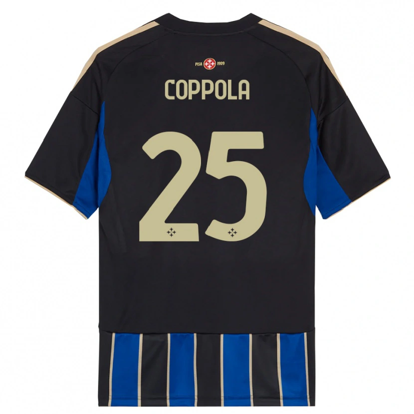 Danxen Bambino Maglia Francesco Coppola #25 Nero Blu Kit Gara Home 2025/26 Maglietta