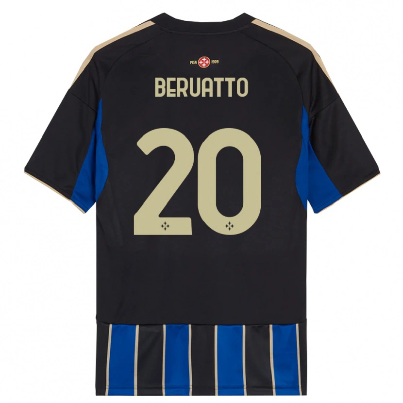 Danxen Bambino Maglia Pietro Beruatto #20 Nero Blu Kit Gara Home 2025/26 Maglietta