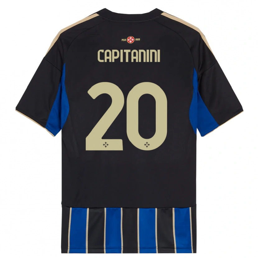 Danxen Bambino Maglia Diego Capitanini #20 Nero Blu Kit Gara Home 2025/26 Maglietta